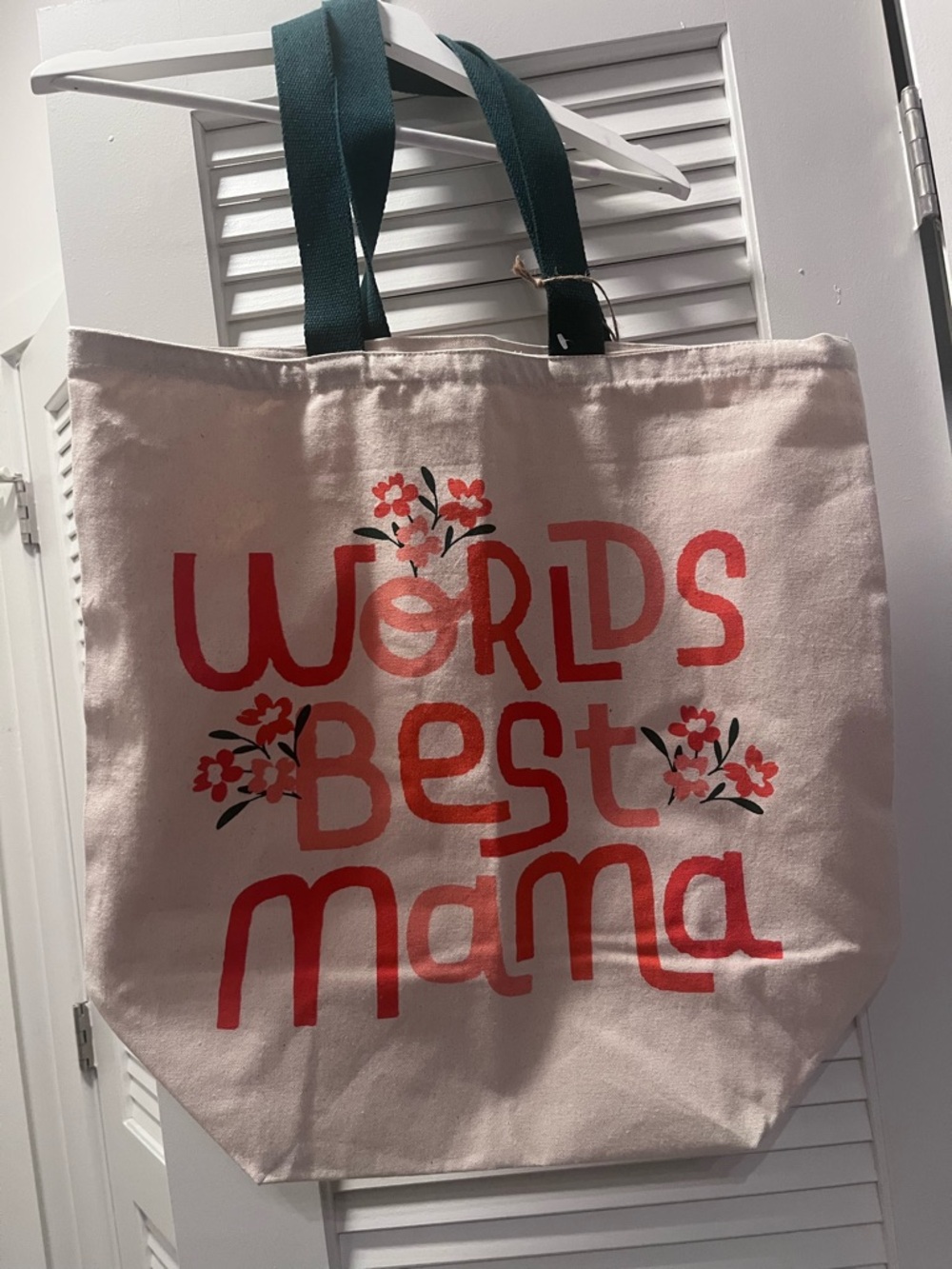 Everyday Canvas Tote - Pink with Red Text